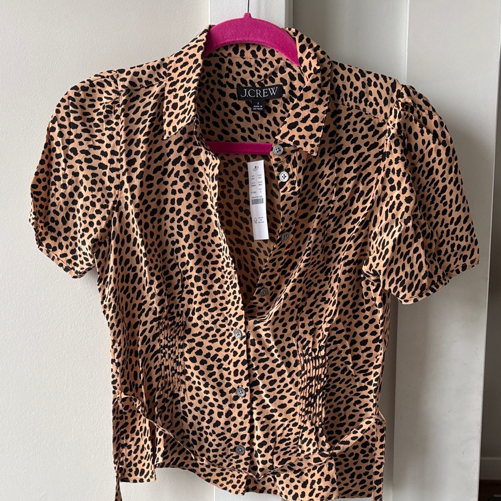 J.Crew Leopard Print Blouse in Tan and Black